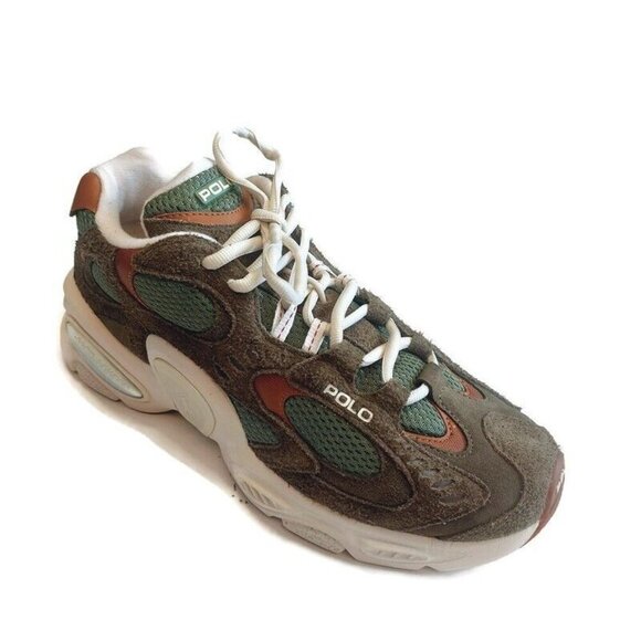 Polo Ralph Lauren Modern Trainer 100 Sneakers Mens Size 7.5 Shoes Green White - Picture 1 of 8
